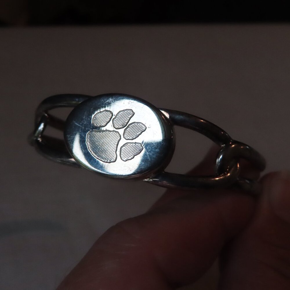 Paw Print silver cuff bracelet (Clemson Tigers) - Picture 5 of 5